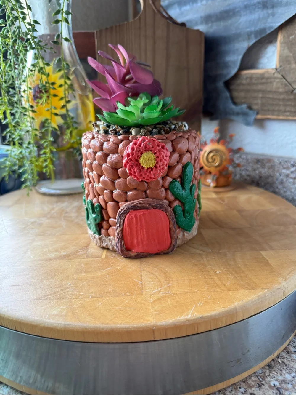 Handmade Desert Fairy Cottage planter-Southwestern Mini Succulent